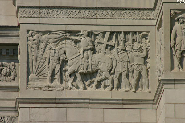 Spanish conquistadors frieze relief by (1924) Alexander Stirling Calder on Missouri State Capitol. Jefferson City, MO.