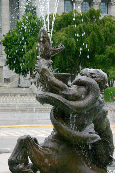 Detail of centaur grappling with snake on Fountain of Centaurs by Adolph A. Weinman at Missouri State Capitol. Jefferson City, MO.