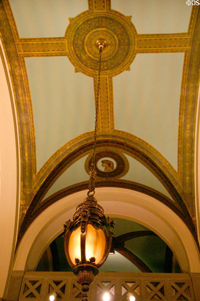 Hanging lamp at Missouri State Capitol. Jefferson City, MO.