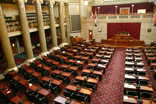 Legislative chamber at Missouri State Capitol. Jefferson City, MO.