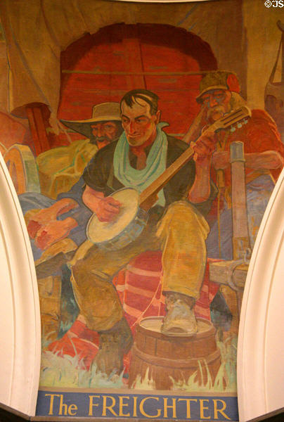The Freighter mural (c1917-28) by Allen Tupper True at Missouri State Capitol. Jefferson City, MO.