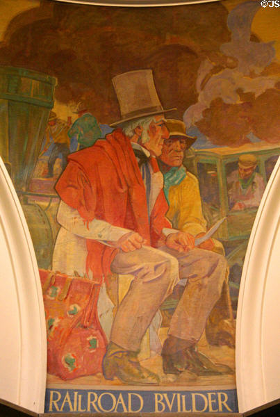 Railroad Builder mural (c1917-28) by Allen Tupper True at Missouri State Capitol. Jefferson City, MO.