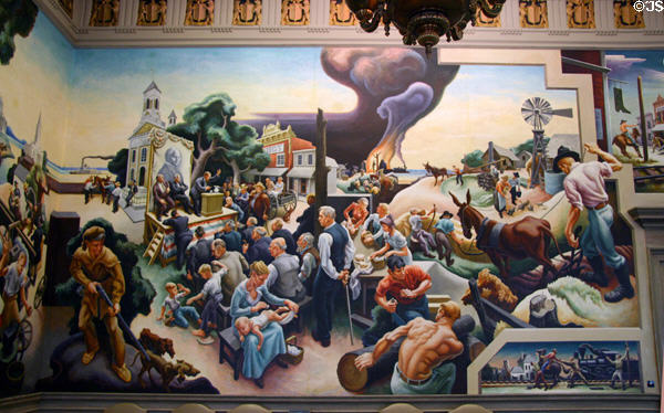 Detail of politics sections on Social History of Missouri mural (1935) by Thomas Hart Benton at Missouri State Capitol. Jefferson City, MO.