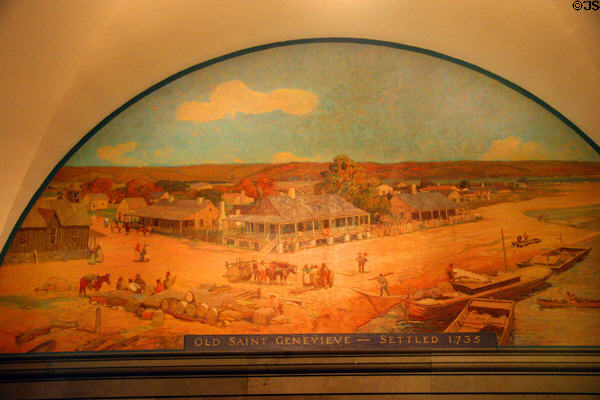 Old Saint Genevieve - Settled 1735 mural (c1920) by Oscar Edmund Berninghaus at Missouri State Capitol. Jefferson City, MO.