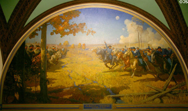 Battle of Westport Oct. 23, 1864 mural (c1917-28) by Newell Convers Wyeth at Missouri State Capitol. Jefferson City, MO.