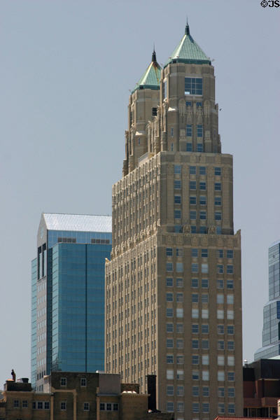 Twin spires of former Fidelity Bank & Trust (Old Federal Office, now 909 Walnut St.). Kansas City, MO.