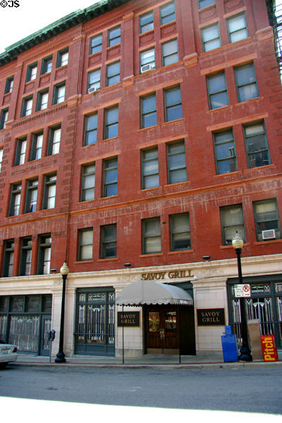 Savoy Hotel & Grill (1888) (7 floors) (219 West 9th St.). Kansas City, MO. Architect: Simeon Chamberlain. On National Register.