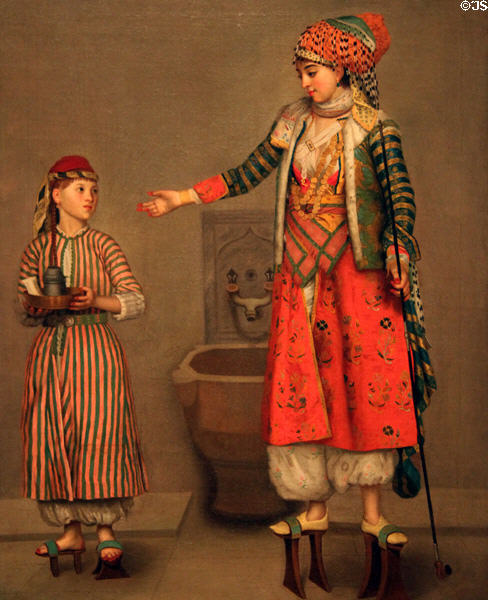 Frankish Woman & Her Servant painting c1750 by Jean-Etienne Liotard at Nelson-Atkins Museum. Kansas City, MO.