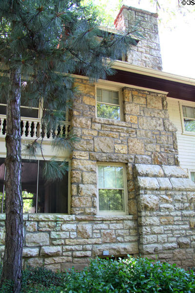 Stone wall exterior of Thomas Hart Benton Home. Kansas City, MO.