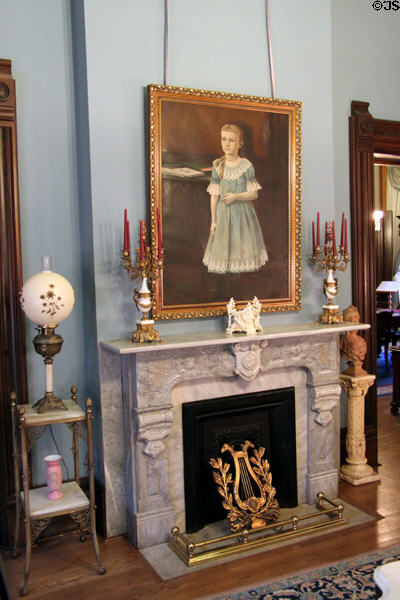 Music room fireplace at Vaile Mansion. Independence, MO.