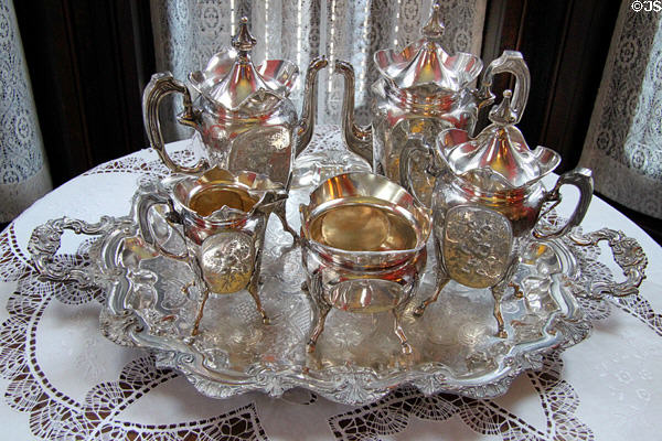 Silver tea & coffee service at Vaile Mansion. Independence, MO.