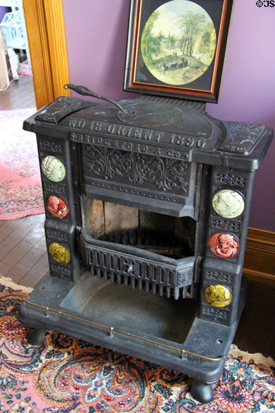 Orient model 18 stove inlaid with tiles (1890) by Bridgeford & Co. at Vaile Mansion. Independence, MO.
