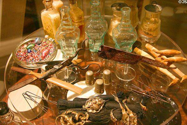 Collection of everyday goods (1855) found in wreck at Steamboat Arabia Museum. Kansas City, MO.