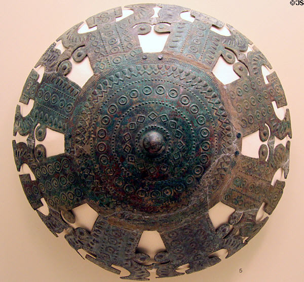 Bronze shield boss (1000-800 BCE) from Amlash, Iran at University of Missouri Museum of Art & Archaeology. Columbia, MO.