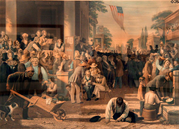 Verdict of the People lithograph (c1859) by George Caleb Bingham at State Historical Society of Missouri. Columbia, MO.