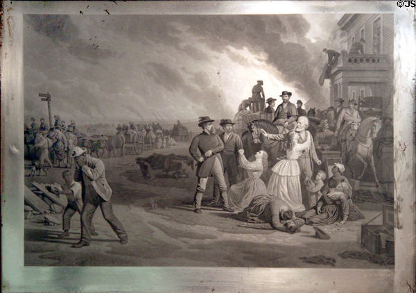 Martial Law (General Order No. 11) steel engraving plate (1869-72) by George Caleb Bingham & engraved by John Sartain at State Historical Society of Missouri. Columbia, MO.