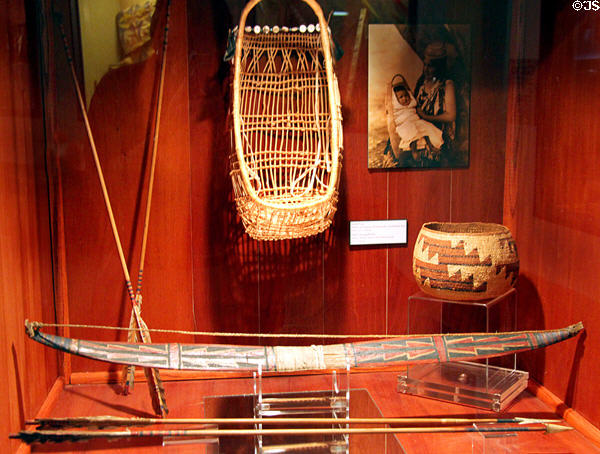 Native objects from Hoopa Valley Tribe of Northwestern California at Museum of Anthropology of University of Missouri. Columbia, MO.