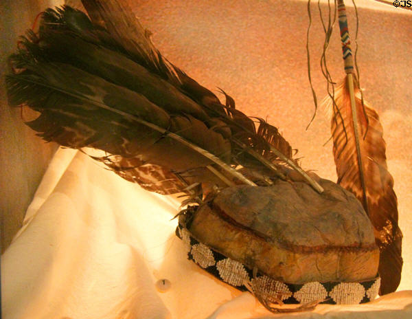 Sioux feather cap (late 1800s or early 1900s) at Museum of Anthropology of University of Missouri. Columbia, MO.