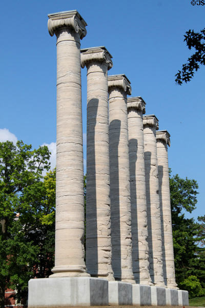 Columns of Academic Hall destroyed by fire (1892) on Francis Quadrangle of University of Missouri. Columbia, MO.