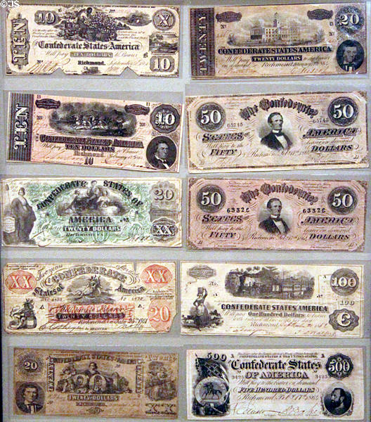 Collection of Confederate currency at Boone County Historical Museum. Columbia, MO.