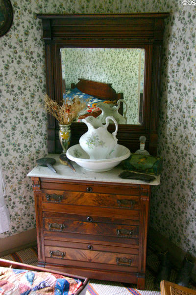 Dresser with pitcher & basin at Truman Birthplace House. Lamar, MO.