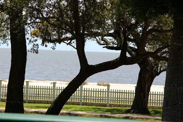 Ocean view from front porch at Beauvoir. Biloxi, MS.
