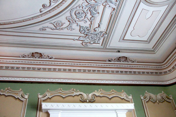 Ceiling detail in central hall at Beauvoir. Biloxi, MS.