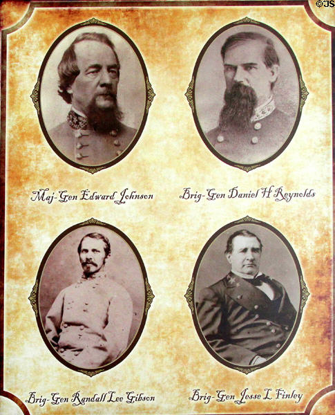 Gens. Edward Johnson, Daniel H. Reynolds, Randall Lee Gibson & Jesse L. Finley - Confederate leader photos at Jefferson Davis presidential library at Beauvoir. Biloxi, MS.