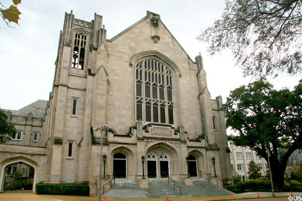First Baptist Church (1924) (opposite State Capitol). Jackson, MS. Style: Gothic Revival.