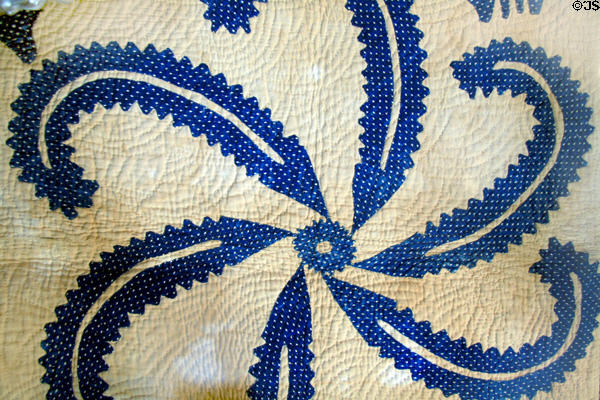 Detail of Princess Feather pattern quilt (c1825-45) by Mary Hicks Stovall at Museum of Mississippi History. Jackson, MS.
