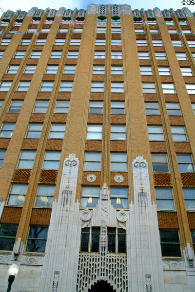 Plaza Building (1929) (120 N Congress). Jackson, MS. Style: Art Deco. Architect: N.W. Overstreet. On National Register.