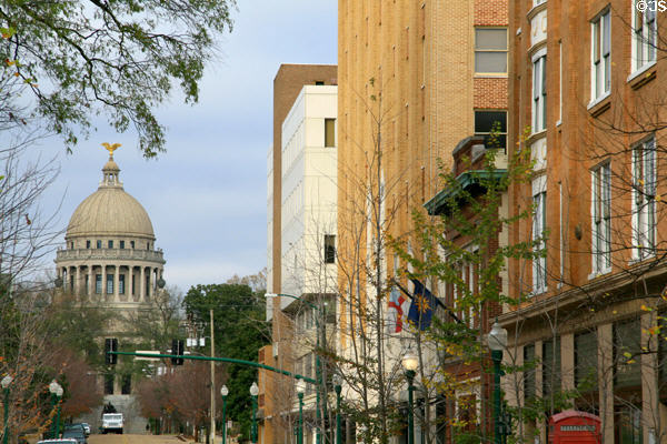 Streetscape up Congress Street to State Capitol. Jackson, MS.