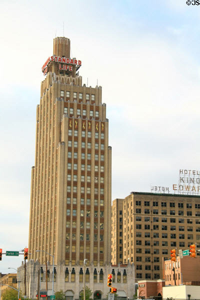 King Edward Hotel (1923) to right of Standard Life Tower. Jackson, MS. Architect: William T. Nolan. On National Register.