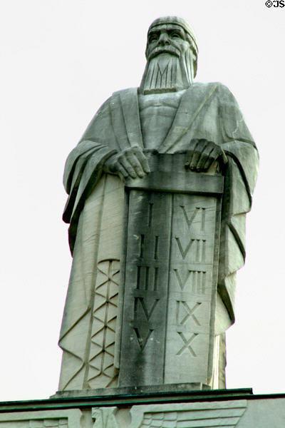 Statue of Moses with Ten Commandments on Hinds County Court House. Jackson, MS.