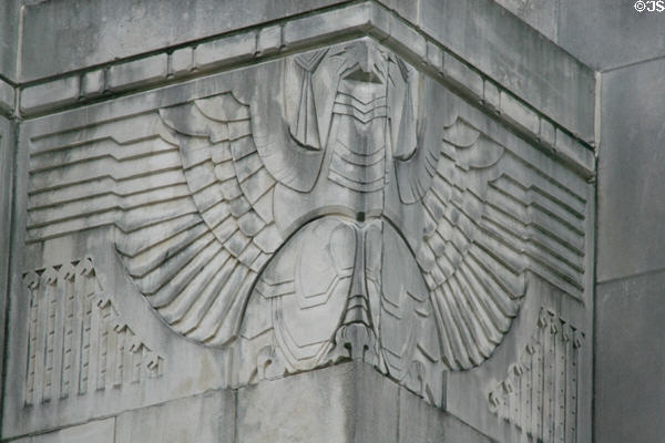 Art Deco carved eagle on Hinds County Court House. Jackson, MS.