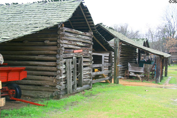 Log farm outbuildings at Mississippi Agriculture & Forestry Museum. Jackson, MS.