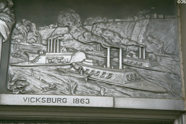 Cast aluminum scene from Battle of Vicksburg 1863 at War Memorial Building. Jackson, MS. Style: Art Deco.