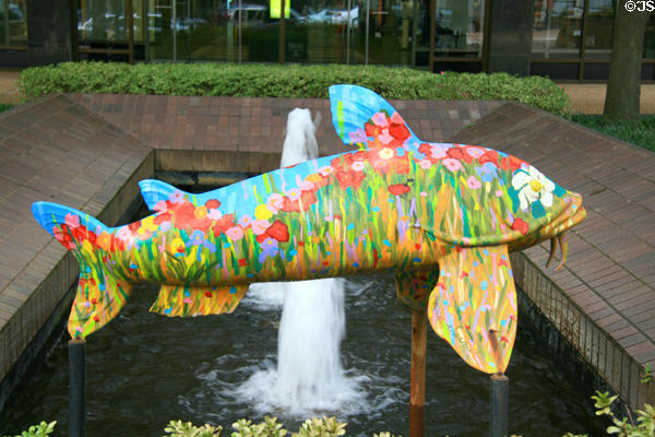 Flowered fish in fountain fish street theme art. Jackson, MS.
