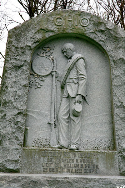 Ohio Monument of 76th infantry with soldier bowing head. Vicksburg, MS.