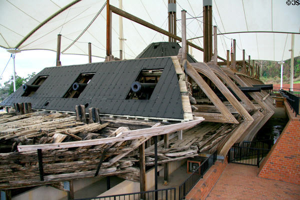 Form of USS Cairo assembled from parts dredged from Mississippi River. Vicksburg, MS.