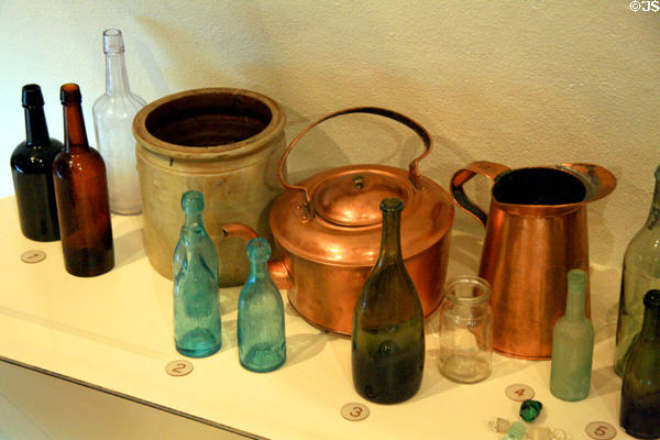Bottles & pans recovered from USS Cairo. Vicksburg, MS.