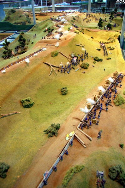 Model of Confederate & Federal lines at Vicksburg in Battlefield Museum. Vicksburg, MS.