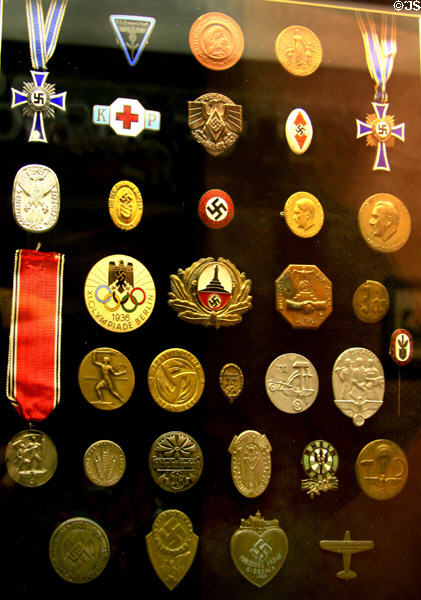 Collection of Nazi medal & commemorative pins at Armed Forces Museum. Hattiesburg, MS.