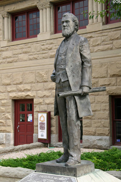 Frederick Billings, founder of Billings & Northern Pacific Railway President, statue (1982) by Mike Casper at Parmly Billings Public Library. Billings, MT.