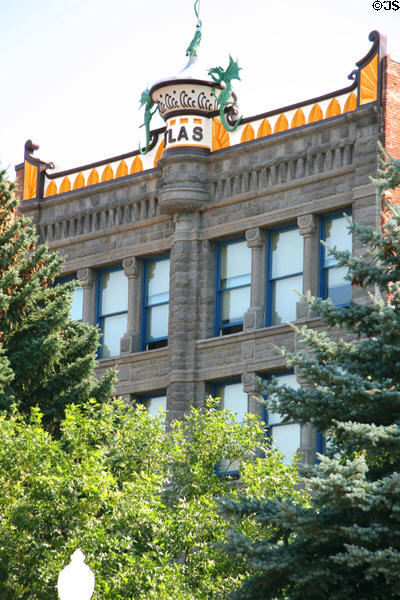 Atlas Block details of insurance building shows fire survival such as salamanders reputed to survive flames. Helena, MT.