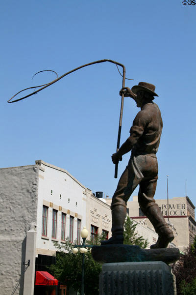 Bullwhacker statue on Last Chance Gulch Mall. Helena, MT.