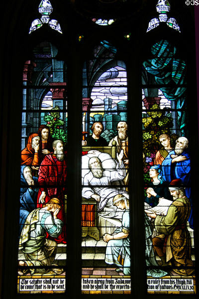 Biblical scene stained glass window of Cathedral of Saint Helena. Helena, MT.