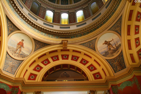 Colored rotunda interior of Montana State Capitol. Helena, MT.