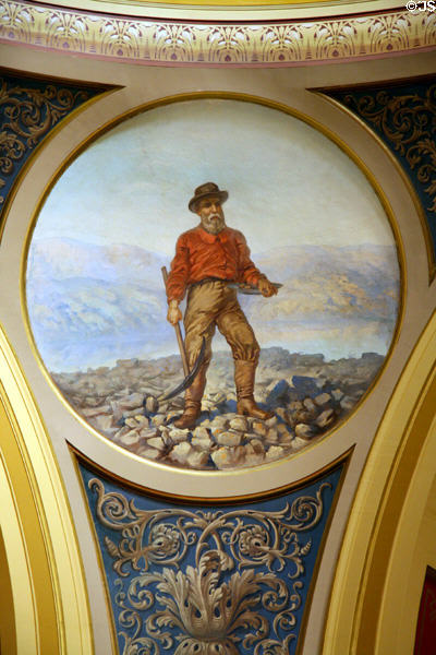 Prospector mural (1902) by F. Pedretti's Sons in rotunda of Montana State Capitol. Helena, MT.