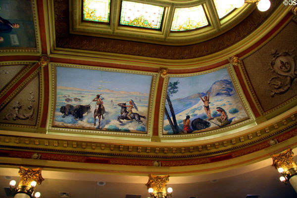 Historic murals in Old State Supreme Court at Montana State Capitol. Helena, MT.
